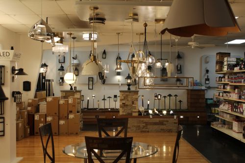Small lighting display in a corner of the Revco Southold branch